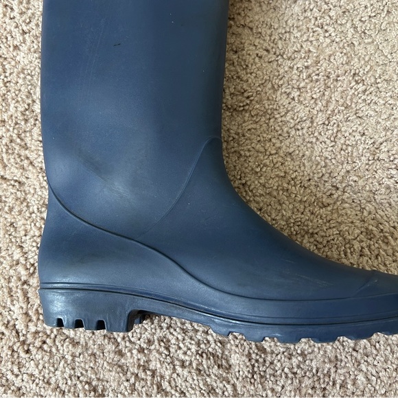 Navy Blue Yellow Lace Rain Boots Size 9 - Picture 8 of 10
